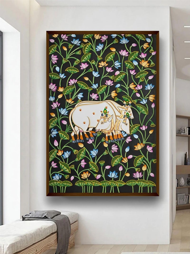 Artsense لوحة قماشية ملونة متعددة الألوان من آرتسينس بإطار فاخر حب البقر فن جدار جميل لغرفة المعيشة وغرفة النوم والمكتب كبيرة 20x30 بوصة 508x762 سم - Image 1