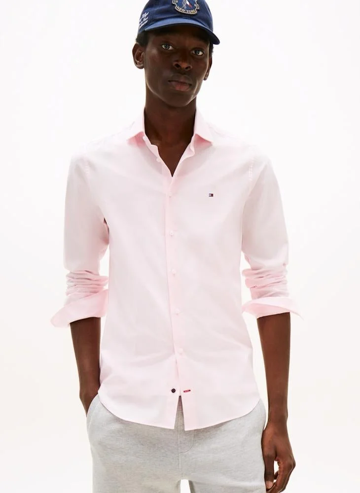 TOMMY HILFIGER Slim Fit Flag Embroidery Poplin Shirt