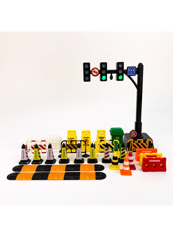 Loquat Speed Bump Traffic Light Parking Garage Road Cone Car Model Toy Scene Ornaments Signs License Plate Underground-Color:Mobile Red And Green Light - Image 5