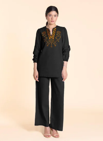 SHAPES EMBROIDERED SOFT TOP DENIM SET