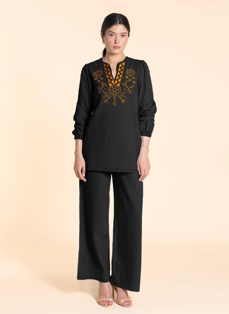 شايبس EMBROIDERED SOFT TOP DENIM SET