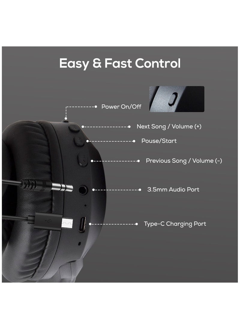 Eazy Kids Eazy Kids Bluetooth 5.4 Wireless Headset - Black  - Image 2