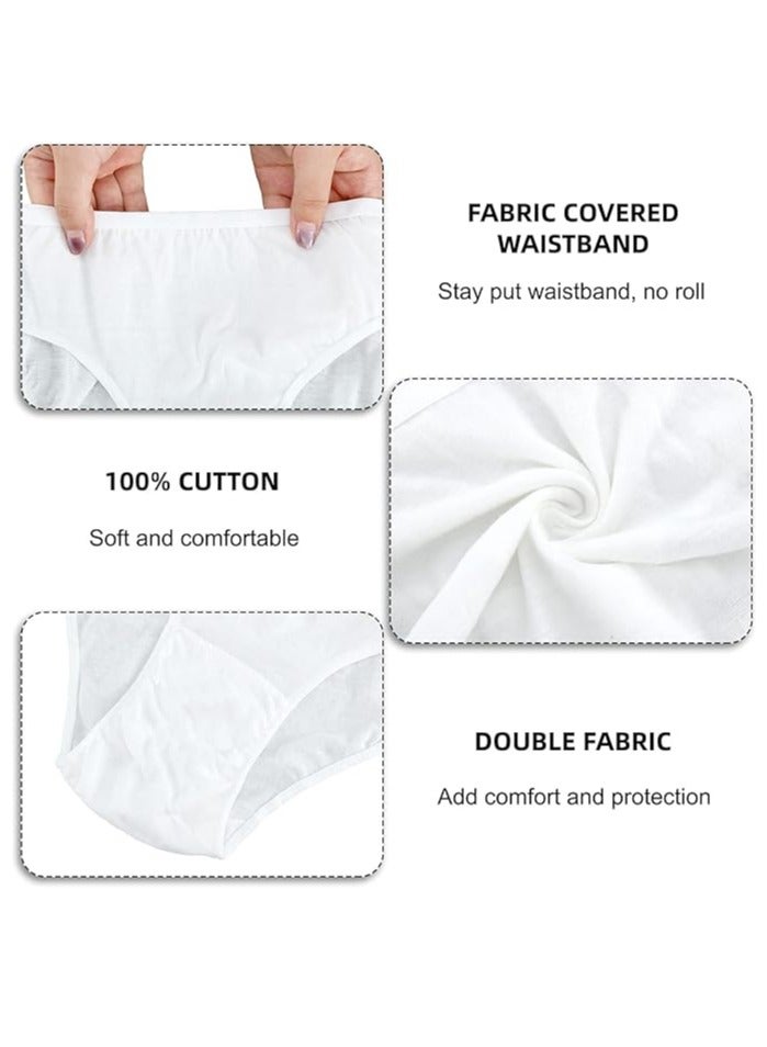 DUNISO 12 قطعة ملابس داخلية قابلة للاستخدام مرة واحدة، ملابس داخلية للسفر للنساء، ملابس داخلية بدون غسيل، مريحة وقابلة للتنفس، مناسبة للسفر، المستشفى، الإقامة في الفنادق، بيضاء، L - Image 2