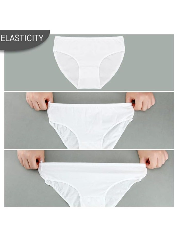 DUNISO 12 قطعة ملابس داخلية قابلة للاستخدام مرة واحدة، ملابس داخلية للسفر للنساء، ملابس داخلية بدون غسيل، مريحة وقابلة للتنفس، مناسبة للسفر، المستشفى، الإقامة في الفنادق، بيضاء، L - Image 3