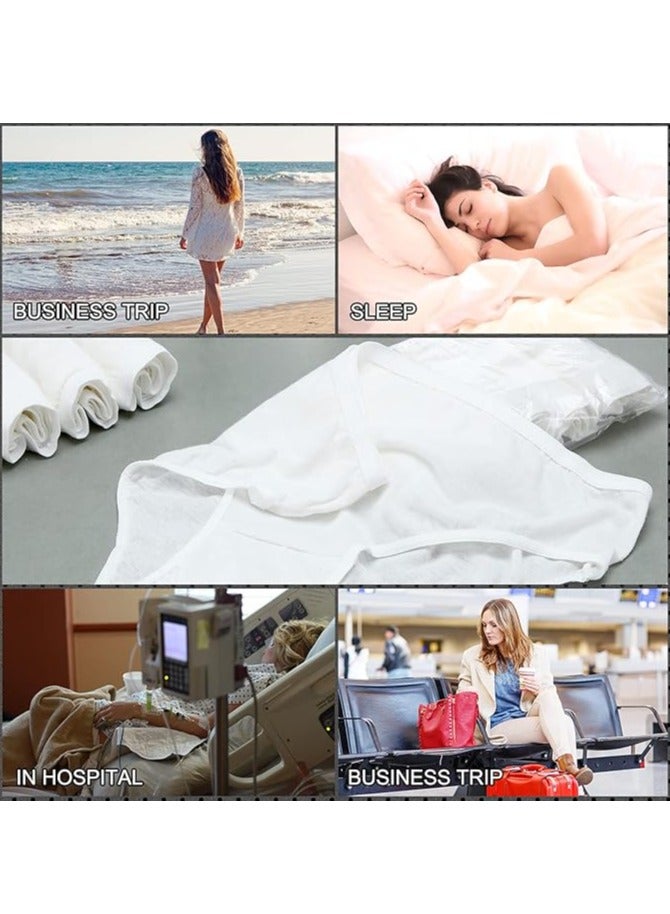 DUNISO 12 قطعة ملابس داخلية قابلة للاستخدام مرة واحدة، ملابس داخلية للسفر للنساء، ملابس داخلية بدون غسيل، مريحة وقابلة للتنفس، مناسبة للسفر، المستشفى، الإقامة في الفنادق، بيضاء، L - Image 5