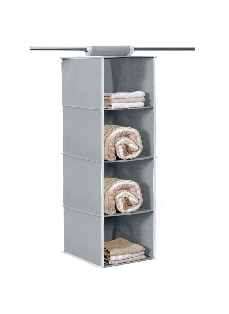 AARON INC AARON INC 4 Shelf Closet Hanging Organizer 4 Tier Closet Wardrobe Organizer Clothes Storage Hanger for Family Closet Bedroom Foldable and Universal Fit Almirah Grey Set of 1  - Image 1