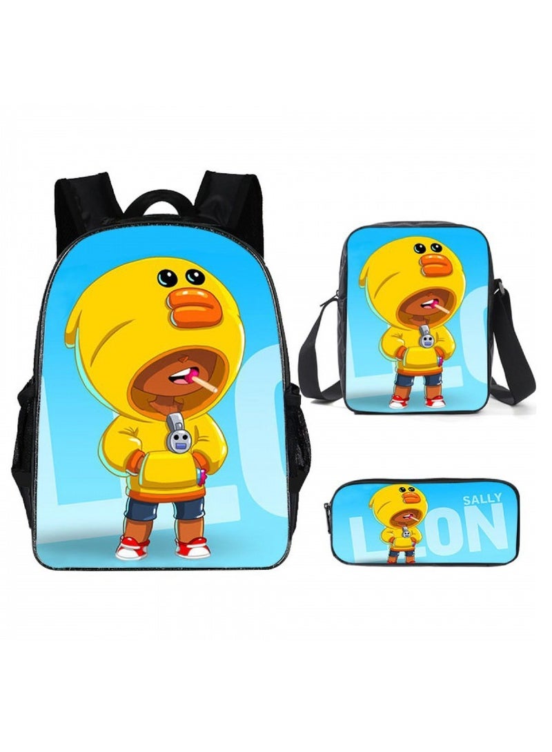Brawl Stars Student Cartoon Anime Backpack Three-Piece Set 29*16*42cm