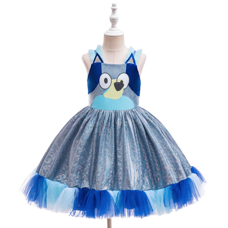 Childrens Cos Bruy Costume Puppy Animated Cartoon dress Role Playing Childrens Puffy Princess Dress Bly01-blue - Image 1