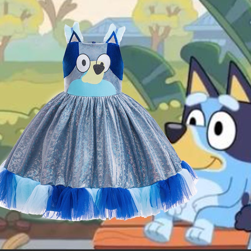 Childrens Cos Bruy Costume Puppy Animated Cartoon dress Role Playing Childrens Puffy Princess Dress Bly01-blue - Image 2