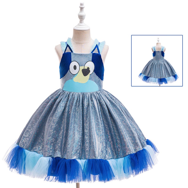 Childrens Cos Bruy Costume Puppy Animated Cartoon dress Role Playing Childrens Puffy Princess Dress Bly01-blue - Image 4