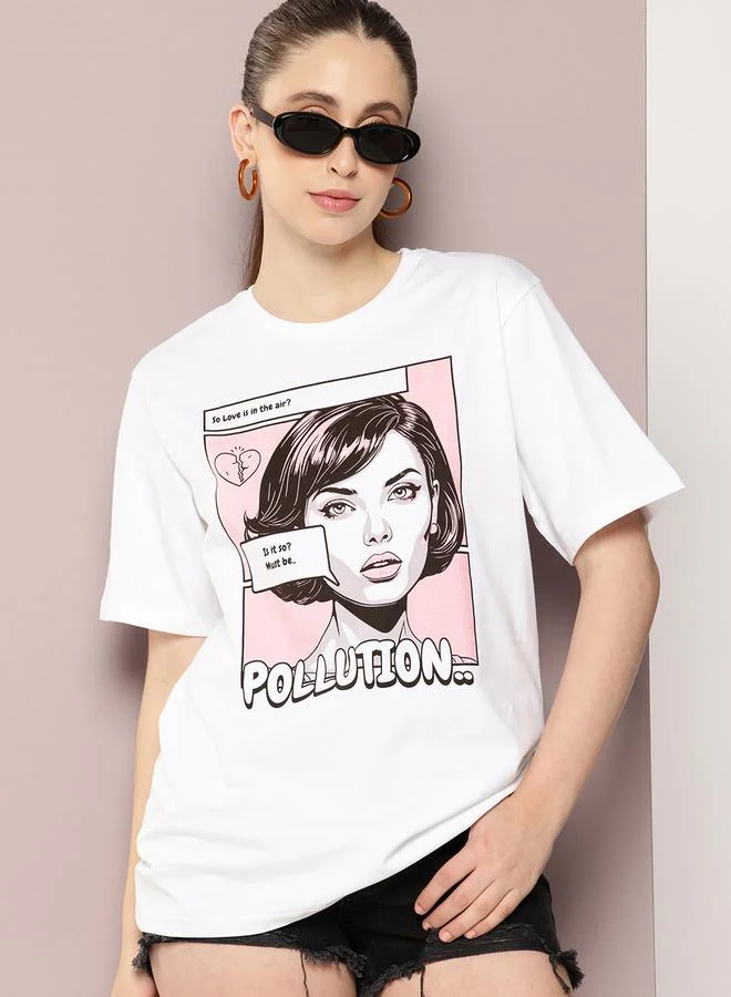 ديلينجر تيشيرت نسائي مطبوع واسع