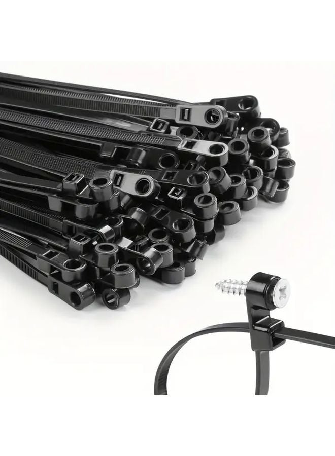 100 Pcs Heavy Duty Self Locking Cable Ties with Mounting Holes for Home Office Garden - Image 2