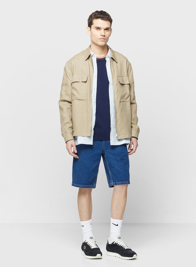 لاكوست كنزة بياقة دائرية بلمسة مخططة - Image 4