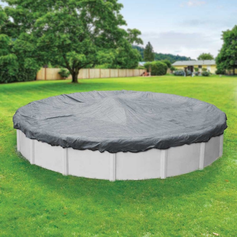 Robelle 12 ft Heavy Duty Mesh Gray/Black Winter Pool Cover for Above Ground Pools, 3 ft Overlap (15 ft Cover Size), 10 x 10 Scrim, 3.1 oz/yd2, 10-Year Warranty, Style: 4012 - Image 1