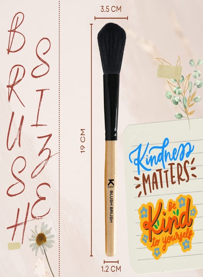 KINDED Blush Face Makeup Brush Professional Series for Makeup Beauty with Smooth Soft Synthetic Hair Bristles Anti Rust Aluminium Ferrule Natural Wooden Handle Grip - Image 2