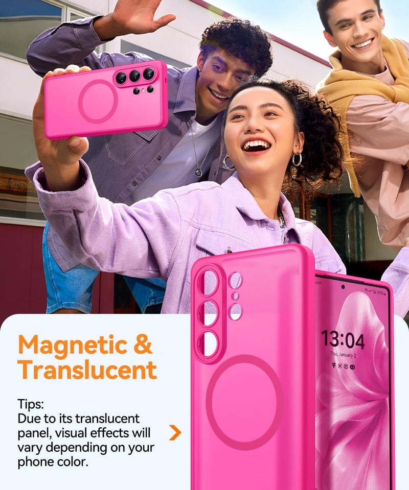 CANSHN Designed for Samsung Galaxy S26 Ultra Case (6.9 inch), Upgraded [Full Camera Protection] [Compatible with Magsafe] [Translucent Matte] Shockproof Protective Phone Cover, Hot Pink - Image 4