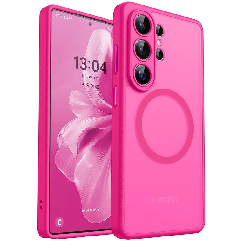 CANSHN Designed for Samsung Galaxy S26 Ultra Case (6.9 inch), Upgraded [Full Camera Protection] [Compatible with Magsafe] [Translucent Matte] Shockproof Protective Phone Cover, Hot Pink - Image 1