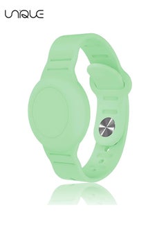 Unique Kids Waterproof Airtag Bracelet Compatible with Apple AirTag, Hidden Silicon Protective Case for Air Tag Holder, Adjustable Anti-Lost Watch Band for Toddler Child (Green)  - Image 1
