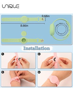 Unique Kids Waterproof Airtag Bracelet Compatible with Apple AirTag, Hidden Silicon Protective Case for Air Tag Holder, Adjustable Anti-Lost Watch Band for Toddler Child (Green)  - Image 2