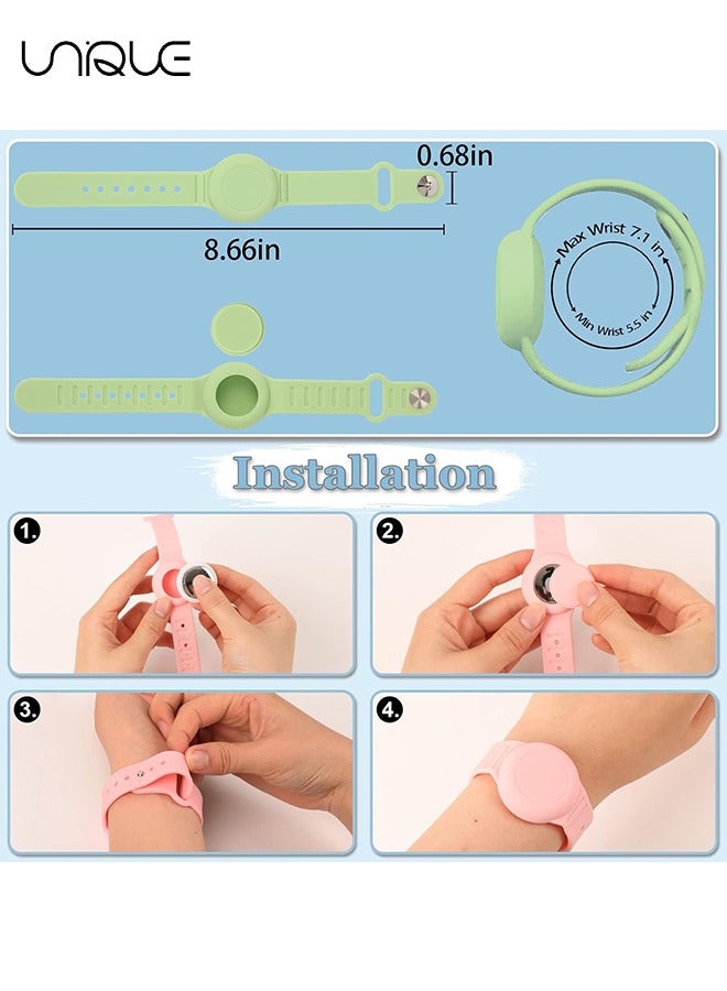 يونيك سوار Airtag مقاوم للماء للأطفال متوافق مع Apple AirTag ، حافظة واقية من السيليكون المخفية لحامل Air Tag ، حزام ساعة قابل للتعديل مضاد للضياع لطفل صغير (أخضر) - Image 2
