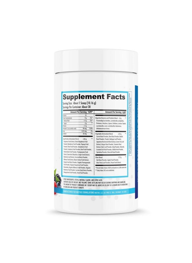 NuEthix Formulations - Gourmet Greens Drink Powder Dietary Supplement With Fruit And Vegetable Superfoods And Probiotics Berry 30 Servings - Image 1
