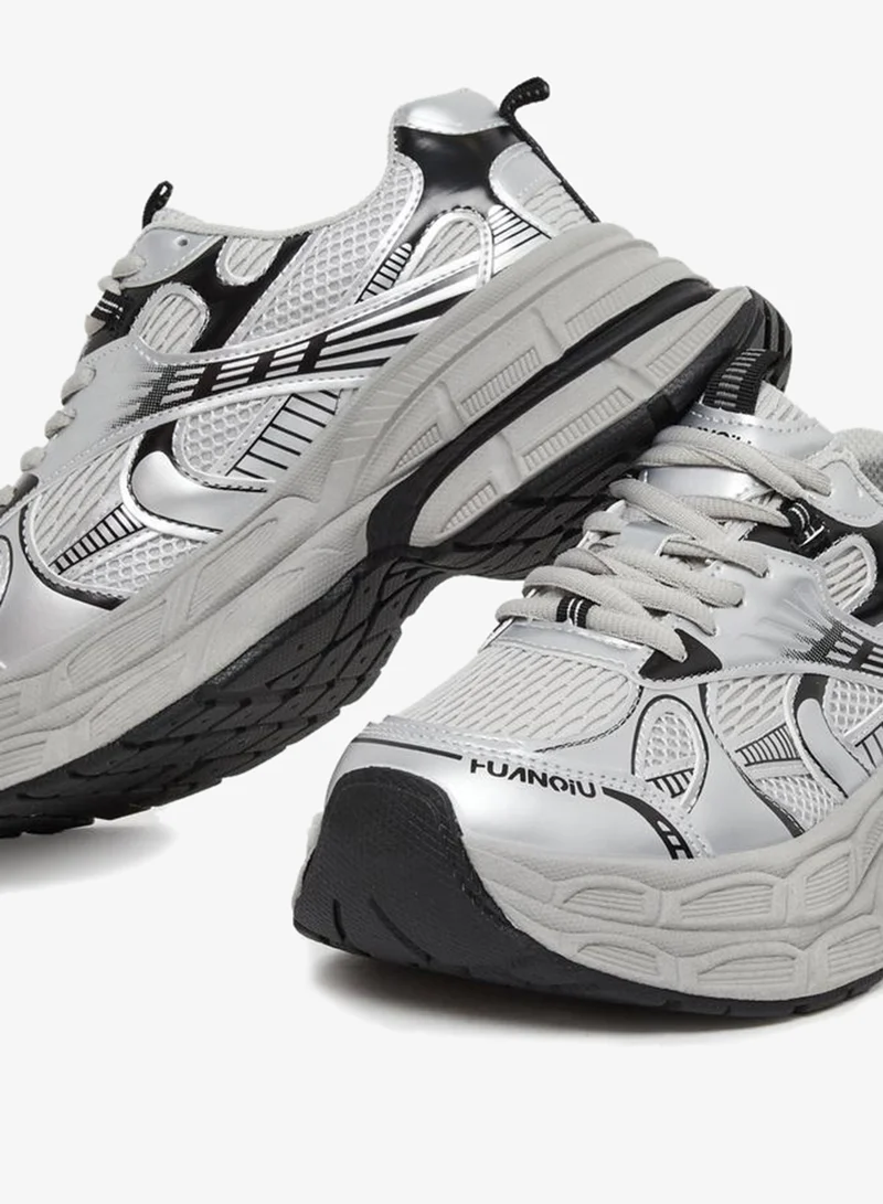 Styli Active Grey Women Textured Chunky Sneakers for Women | Best Price UAE