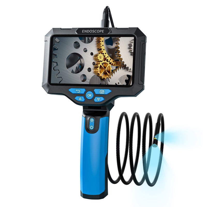 Dual Lens Borescope Camera 5'' IPS Screen Endoscope Camera with Light 1920P Inspection Camera with 16.4ft Waterproof Camera Cable for Automotive/Home/Wall/Pipe/Car - Image 1