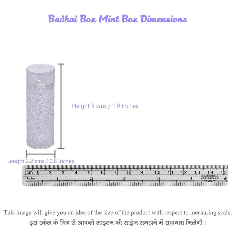 Badhai Box Silver Plated Mint Box, Supari dani for pocket, Multipurpose chandi ki dabbi, Saunf container, Mukhwas dibbi for travelling, mouth freshener box, Return gift and wedding favour - Image 4