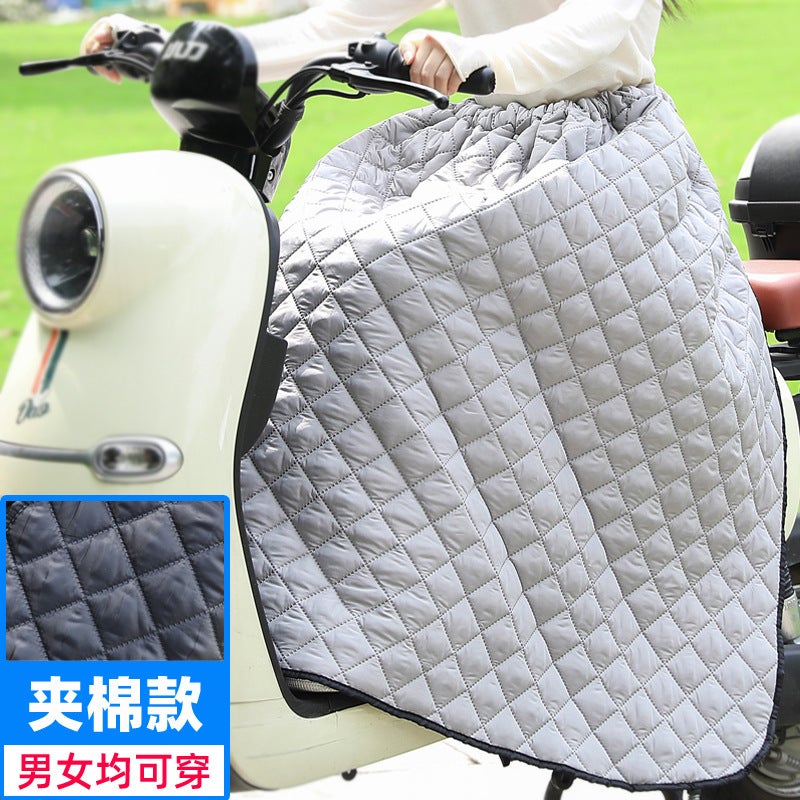 Generic Thickened Motorcycle Electric Vehicle Windproof Warm Knee Pads Half Skirt Leg Protector Rain Apron Biker Riding Essential light gray [cotton] kneepad 