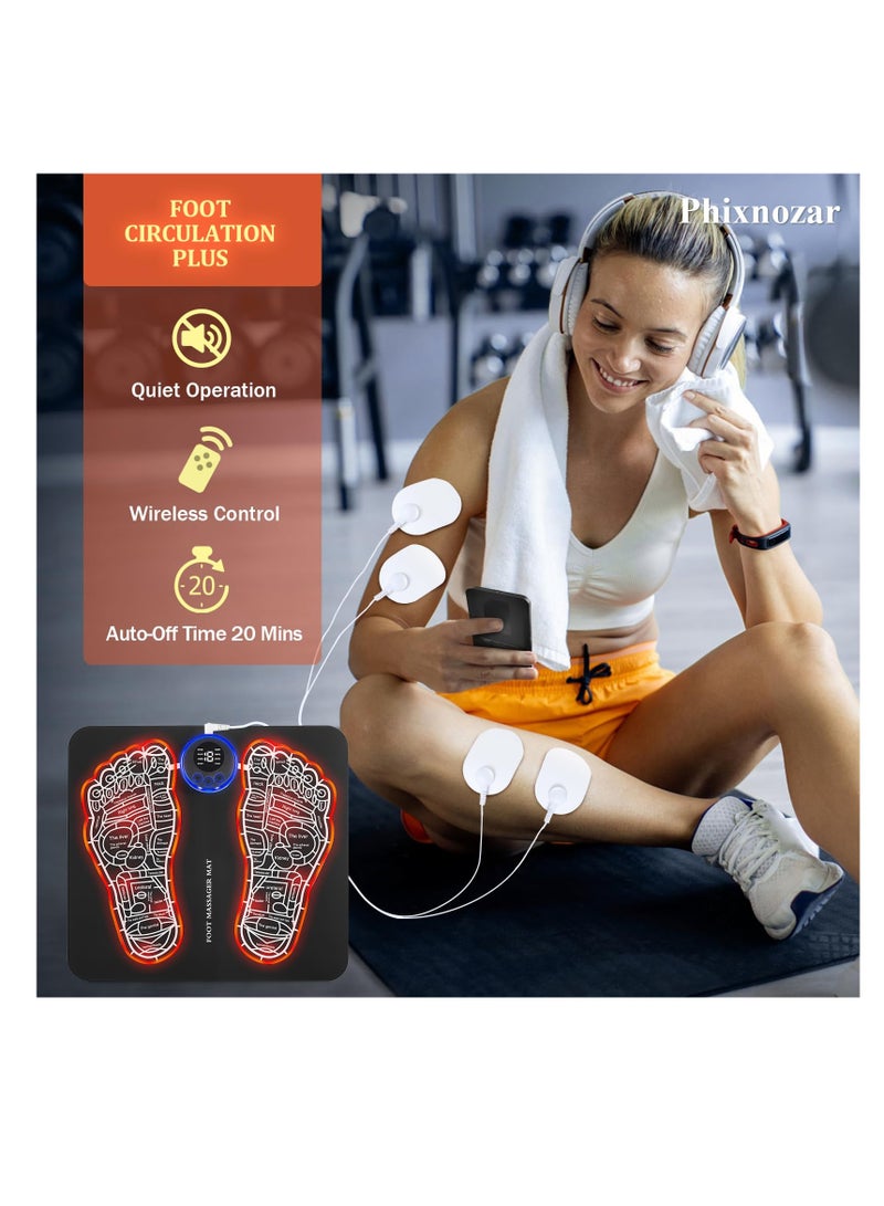SYOSI EMS Foot Massager, Foldable Feet & Calves Massage Mat for Muscles Relaxation, For Pain Plantar Relief, Muscle Relaxation, Foot Massagers for Pain and Circulation, Remote Control  - Image 2