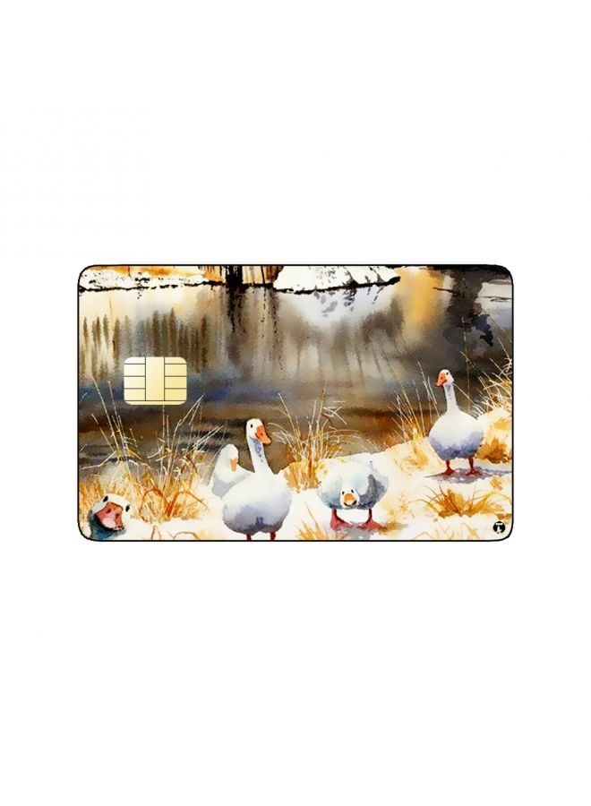 RKN PRINTED BANK CARD STICKER Beautiful Nature View Drawing With Ducks - Image 1