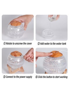 OTTAL 350 ml Crystal Ball Air Humidifier USB Portable Fragrance Diffuser Colorful LED Light Ultrasonic  - Image 2