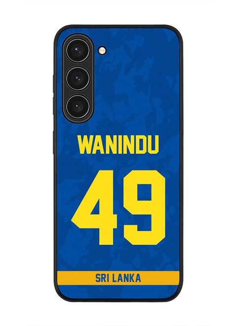 Rugged Black Edge Case for Samsung Galaxy S23+ 5G, Slim fit Soft Case Flexible thin Cover - Player Name - Wanindu Hasaranga, Jersey Number- 49