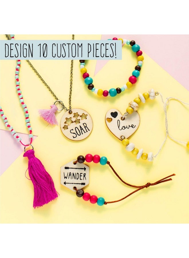 STMT DIY Wooden charm & Tassel Jewelry Art & Craft Kit by Horizon Group USA, Design & Create 10Piece of Vsco Girl Jewelry, Includes Wood Charms, Colorful Tassels, Beads, Chains & More, Multicolored - Image 4