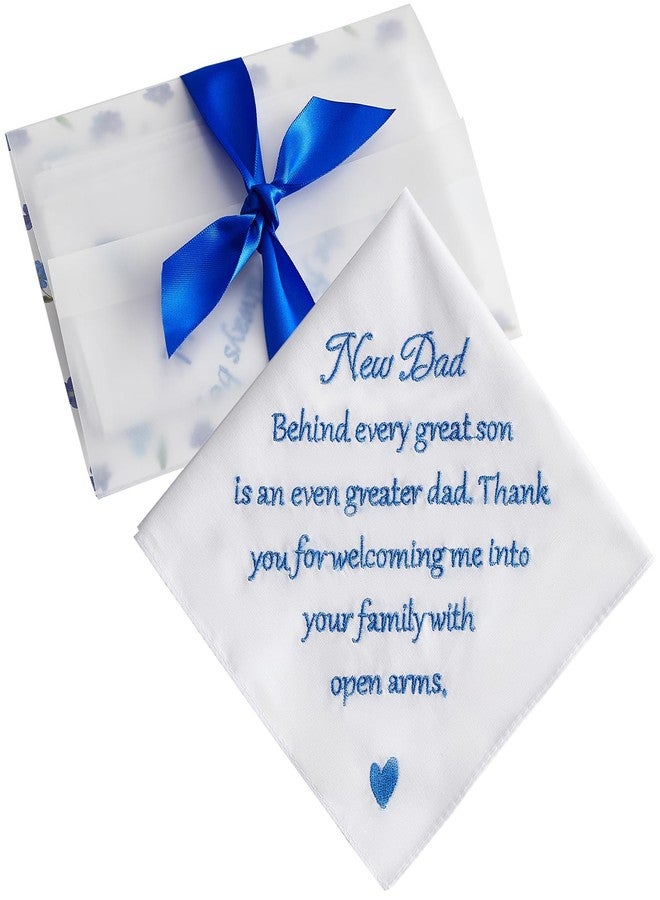 AKITSUMA Wedding Handkerchief for Father of the Groom Gifts, AKI-105R-NewDad (Blue Ribbon, New Dad) - Image 1