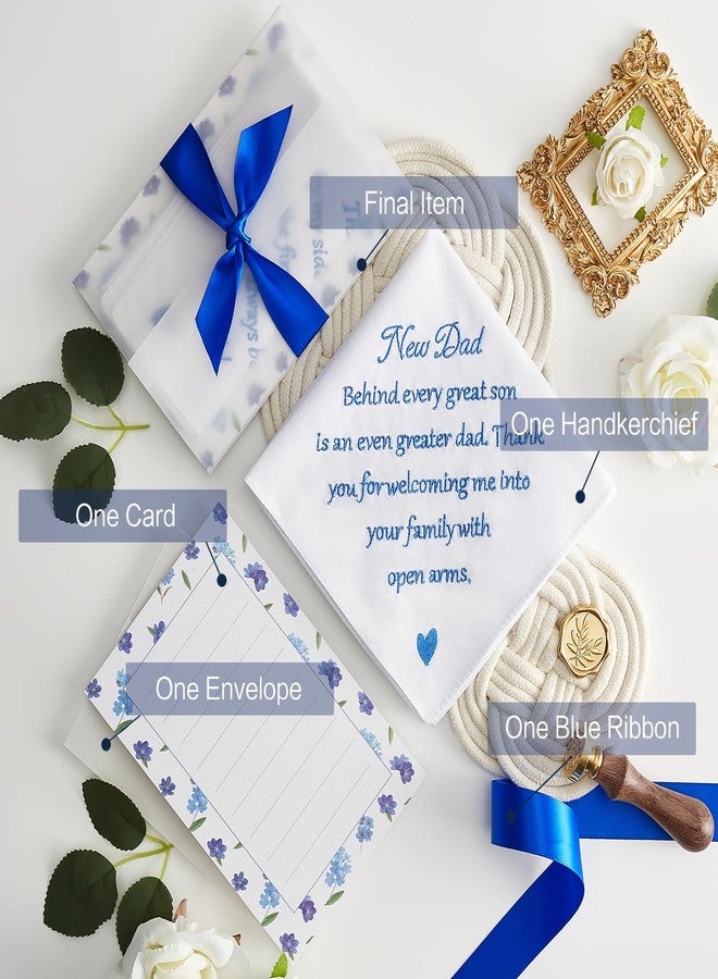 AKITSUMA Wedding Handkerchief for Father of the Groom Gifts, AKI-105R-NewDad (Blue Ribbon, New Dad) - Image 2