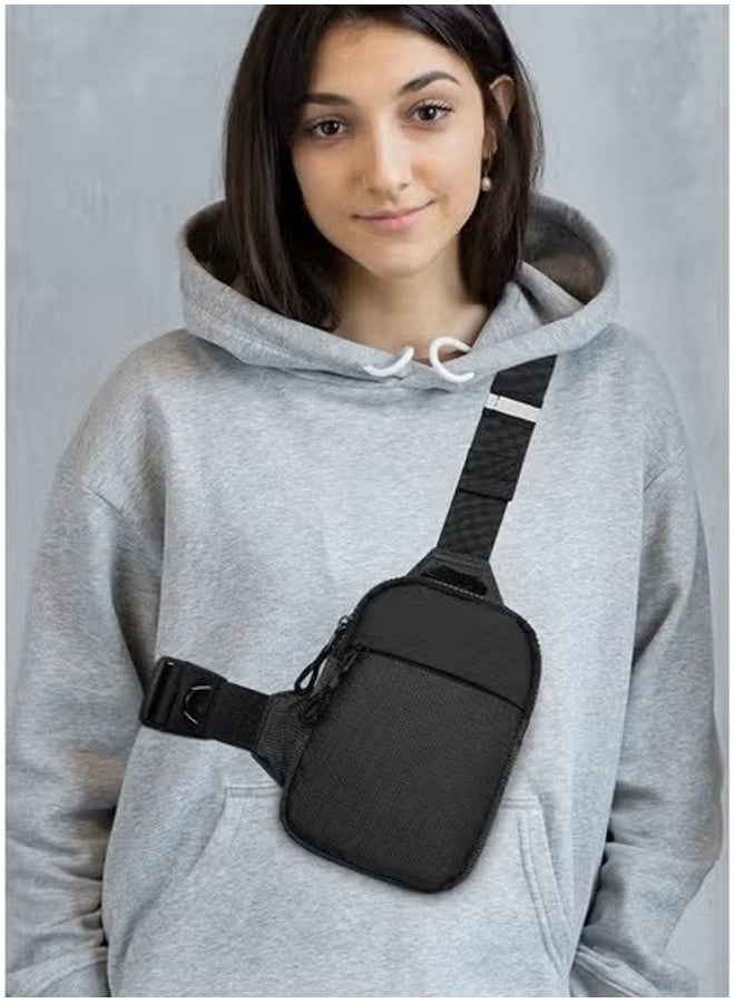 حقيبة كتف صغيرة للرجال مقاومة للماء وحقائب كروسبودي وحقائب صدر مع حزام كتف قابل للتعديل للسفر والرياضة والتخييم (أسود) - Image 4