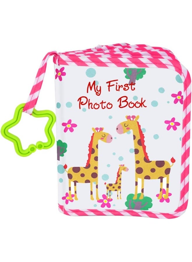AUVCAS Baby Photo Albums Soft Cloth Photo Book Baby Photo Book Soft First Year Memory Album Shower Gift for Babies Newborns Toddlers & Kids,Holds 4x6 Inch Photos. (Pink) - Image 1