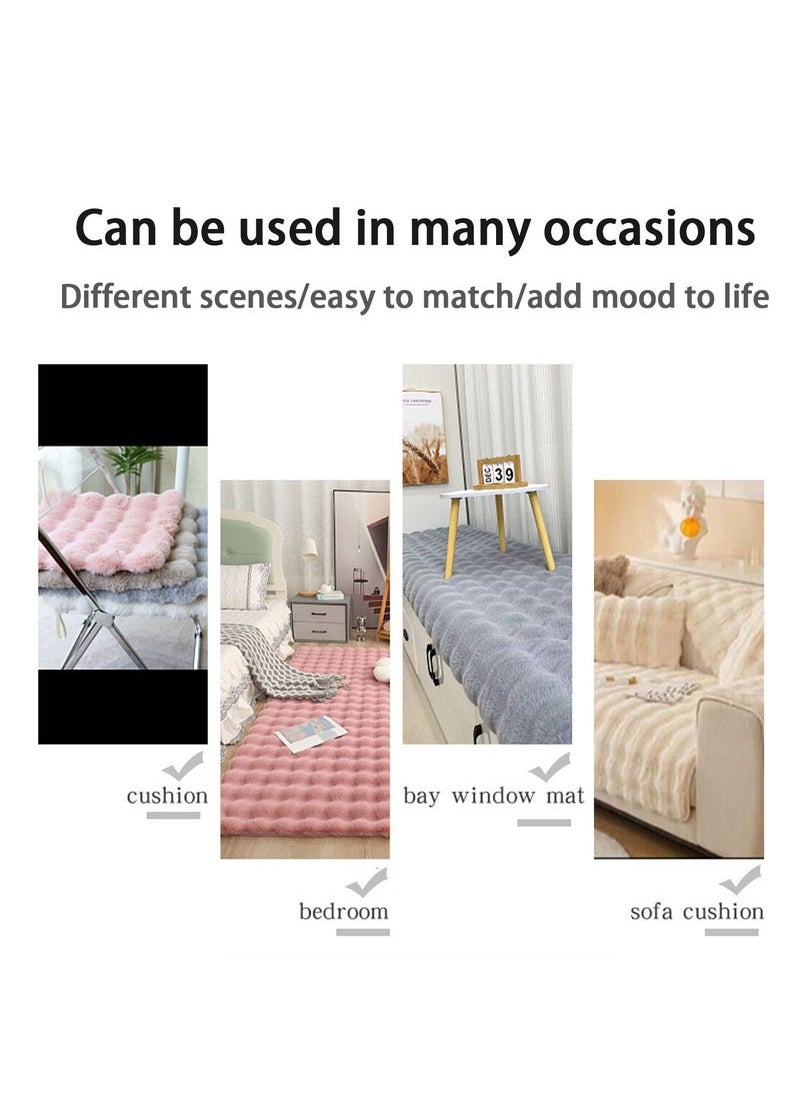 Captaintech 60x120cm Solid Colour Reversible Plush Plush Blanket, Fluffy Comfort Plush Comfort Microfibre Blanket for Sofa Bed, Beige  - Image 5