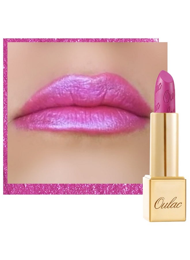 Oulac Pink Lipstick For Women With Metallic 3D Shine Lightweight Hydrating Formula, High Impact Lip Color, Full Coverage Lip Makeup, Velocity(15)  - Image 1