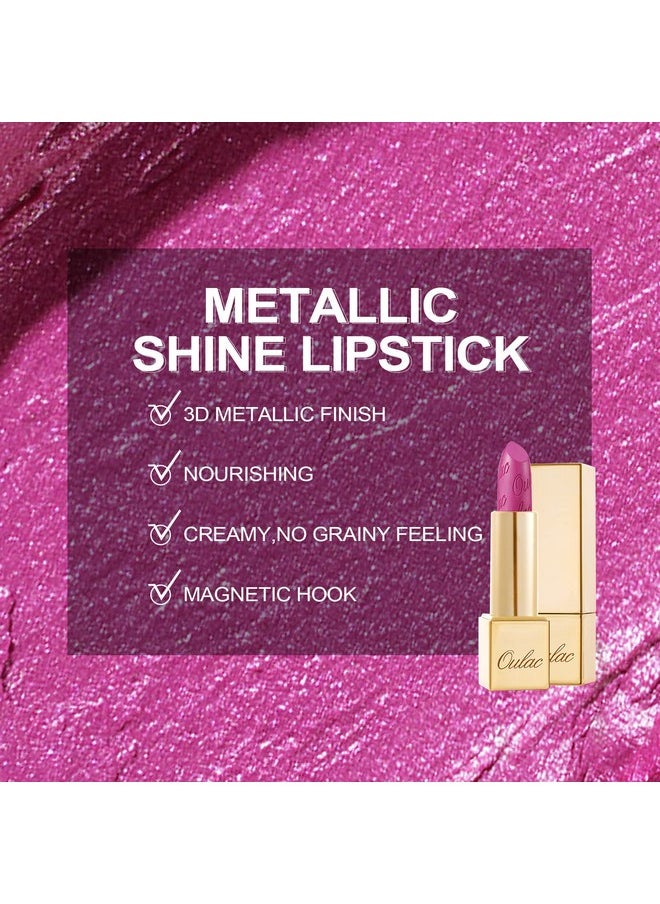 Oulac Pink Lipstick For Women With Metallic 3D Shine Lightweight Hydrating Formula, High Impact Lip Color, Full Coverage Lip Makeup, Velocity(15)  - Image 5