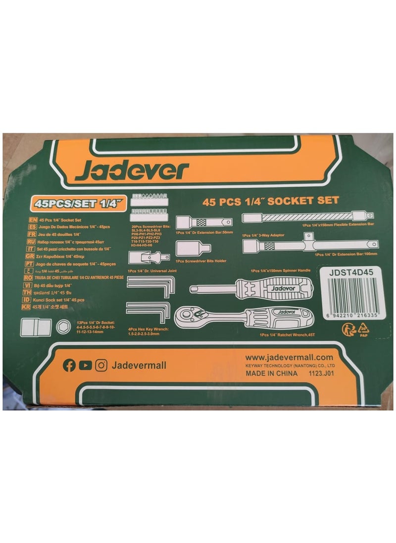 Jadever - 45-piece 1/4-inch screwdriver bits and sockets set - Image 1