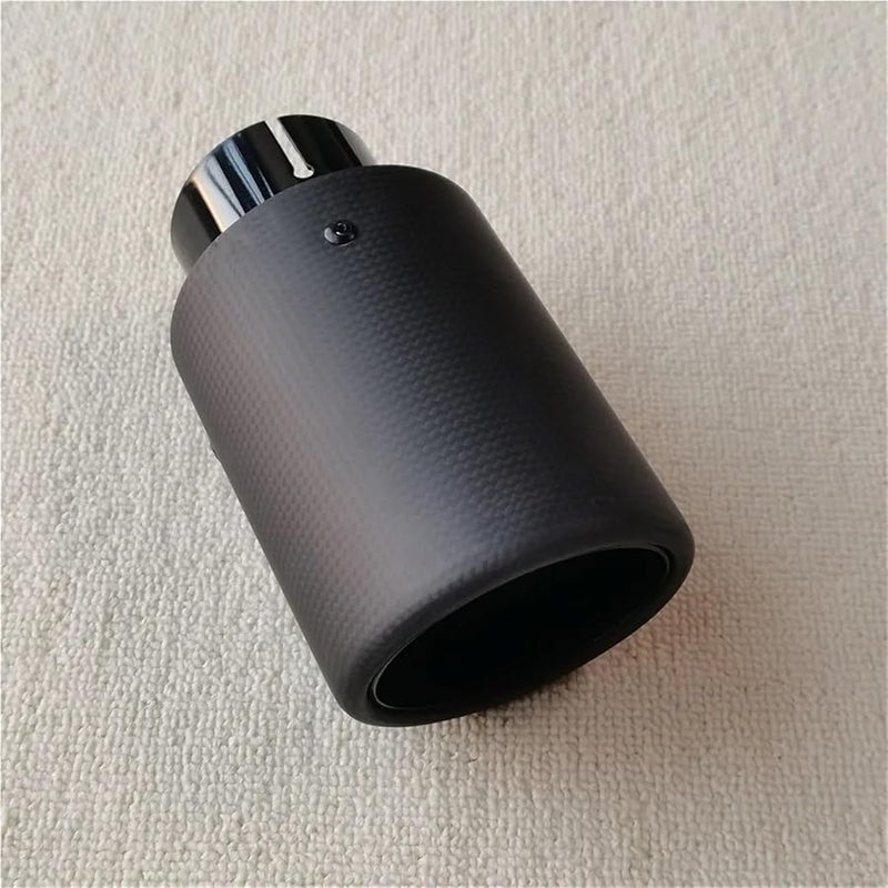 Universal Car Single Exhaust Tip Matte Carbon Fiber Black Tailpipe Muffler Modification ID 76MM OD 114MM - Image 3