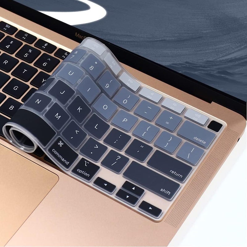 MasiBloom Silicone Keyboard Cover Skin for MacBook Air 13 inch A2337 M1 Chip Released in 2020 Touch ID & Retina Display US Version Ultra Thin Keyboard Protector Cover Skin Accessories, Grey - Image 1