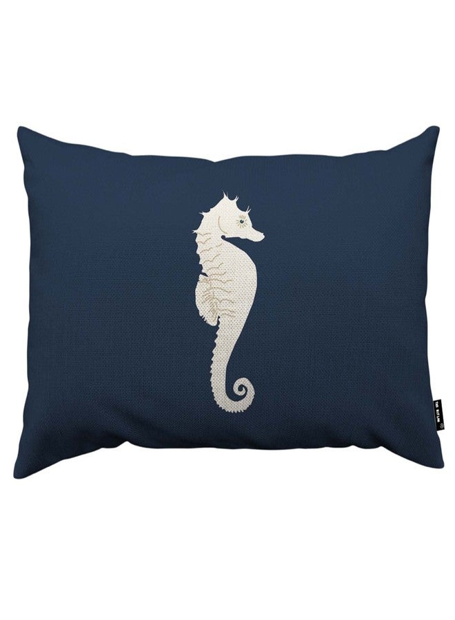 TKS MITLAN White Sea Horse Pillow Covers 12x20 Inch Navy Blue Nautical Cute Coastal Theme Retro Decorative Throw Pillow Covers Cushion Case for Home Sofa Couch Decoration - Image 1