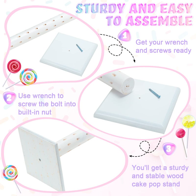 Treela 2 Pcs Cake Pop Stand Lollipop Holder Stand 60 Hole Cake Candy Dessert Table Display for Wedding Baby Showers Birthday Halloween Christmas Party - Image 4