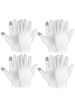 Generic 4 Pairs Touch Screen Moisturizing Gloves White Cotton Overnight Bedtime Heal Eczema Sleeping Lotion, Washable Hand Spa Treatment Repair Rough Cracked Dry Skin  - Image 1