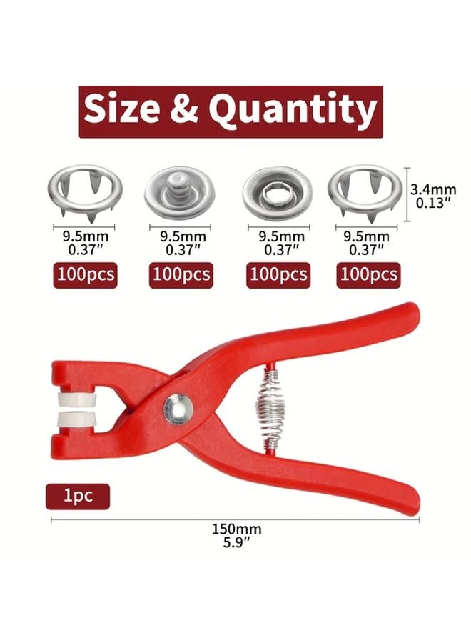 100 مجموعة أزرار معدنية DIY مع ملقط تثبيت وأداة ضغط لمشاريع الخياطة والحرف اليدوية - Image 4