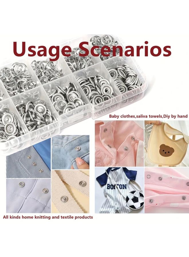 100 مجموعة أزرار معدنية DIY مع ملقط تثبيت وأداة ضغط لمشاريع الخياطة والحرف اليدوية - Image 3