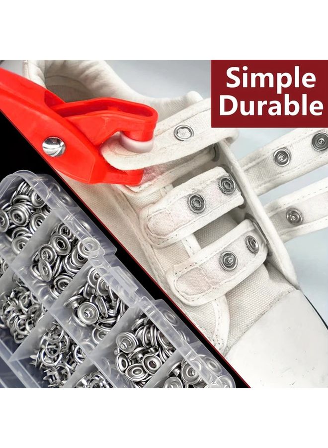 100 مجموعة أزرار معدنية DIY مع ملقط تثبيت وأداة ضغط لمشاريع الخياطة والحرف اليدوية - Image 5
